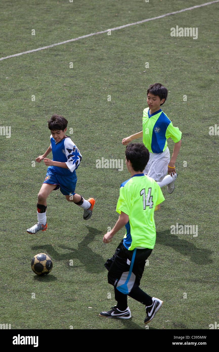 Jungen Fußball Spiel Action. Stockfoto