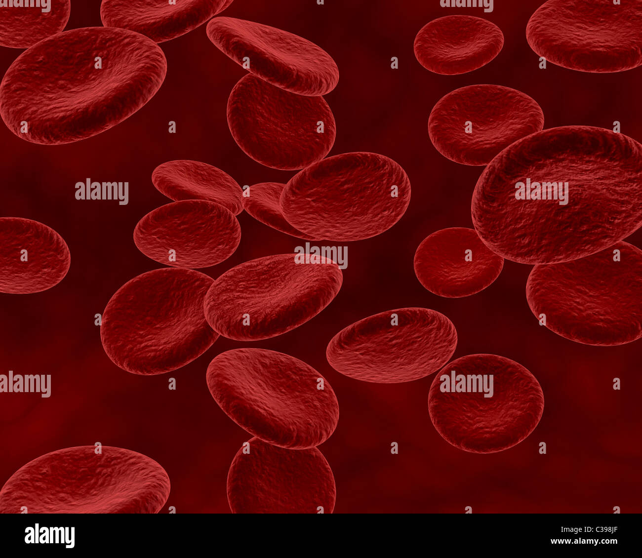 3D Render von Blutkörperchen und Bakterien in einer Arterie Stockfoto