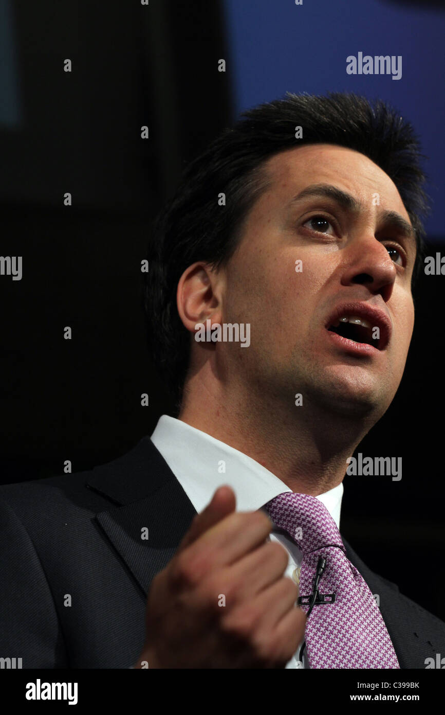 LABOUR-CHEF ED MILIBAND BEI EINEM REFERENDUM JA RALLY IN LONDON, GROßBRITANNIEN Stockfoto