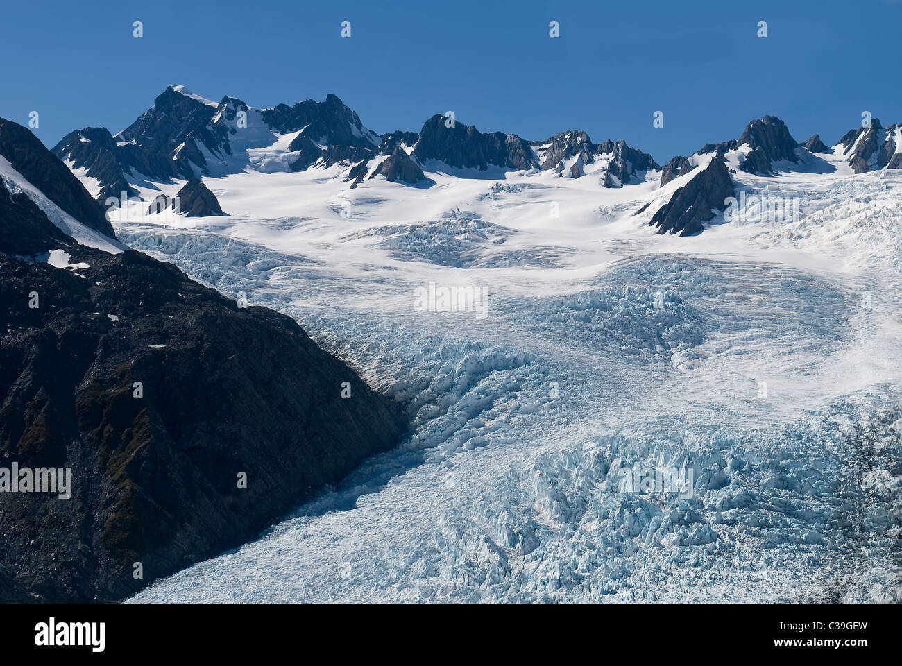 Fox Gletscher im Westland-Nationalpark, Südinsel, Neuseeland Stockfoto