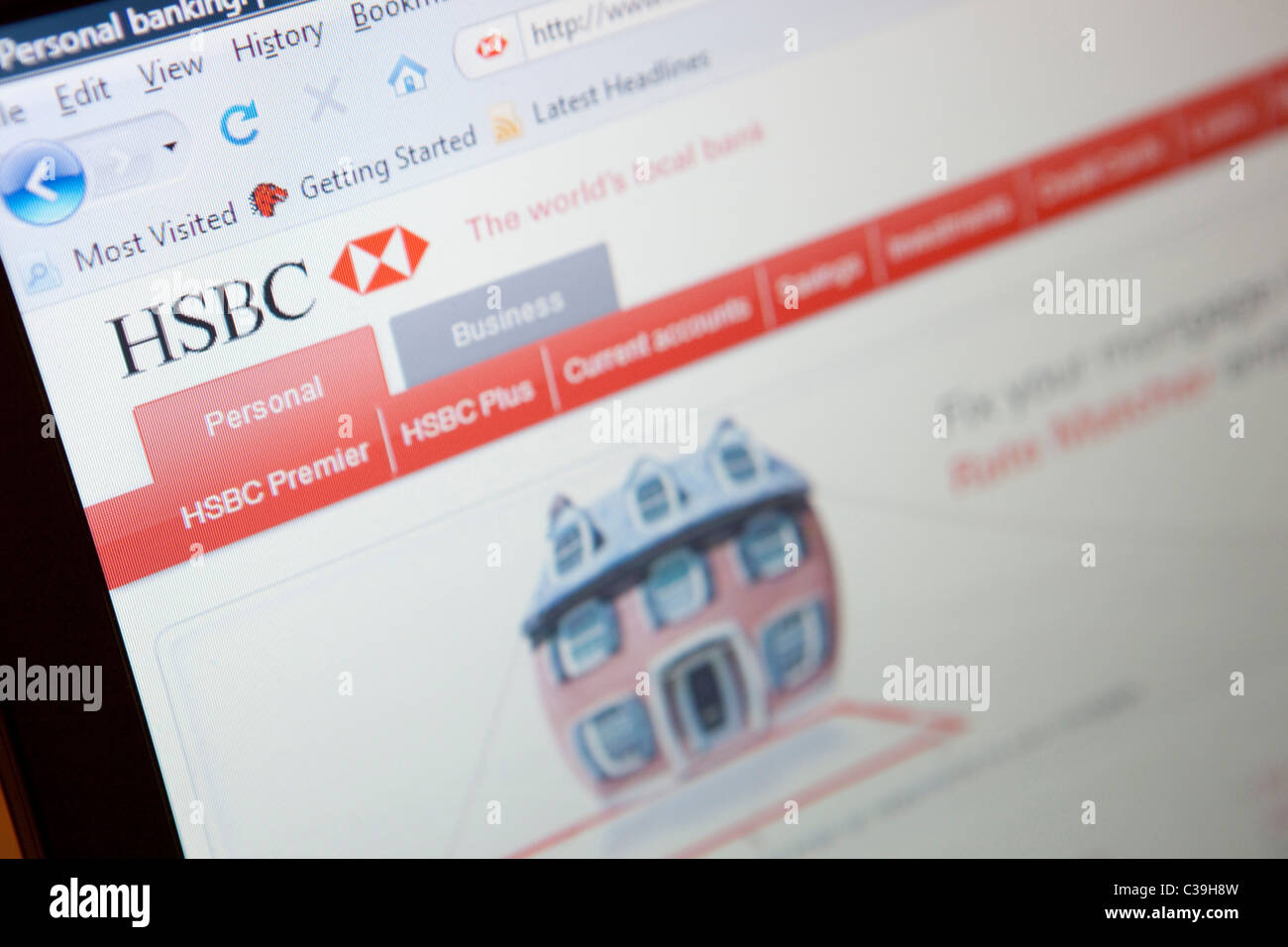 Anschauliches Bild von der HSBC Bank-Website. Stockfoto