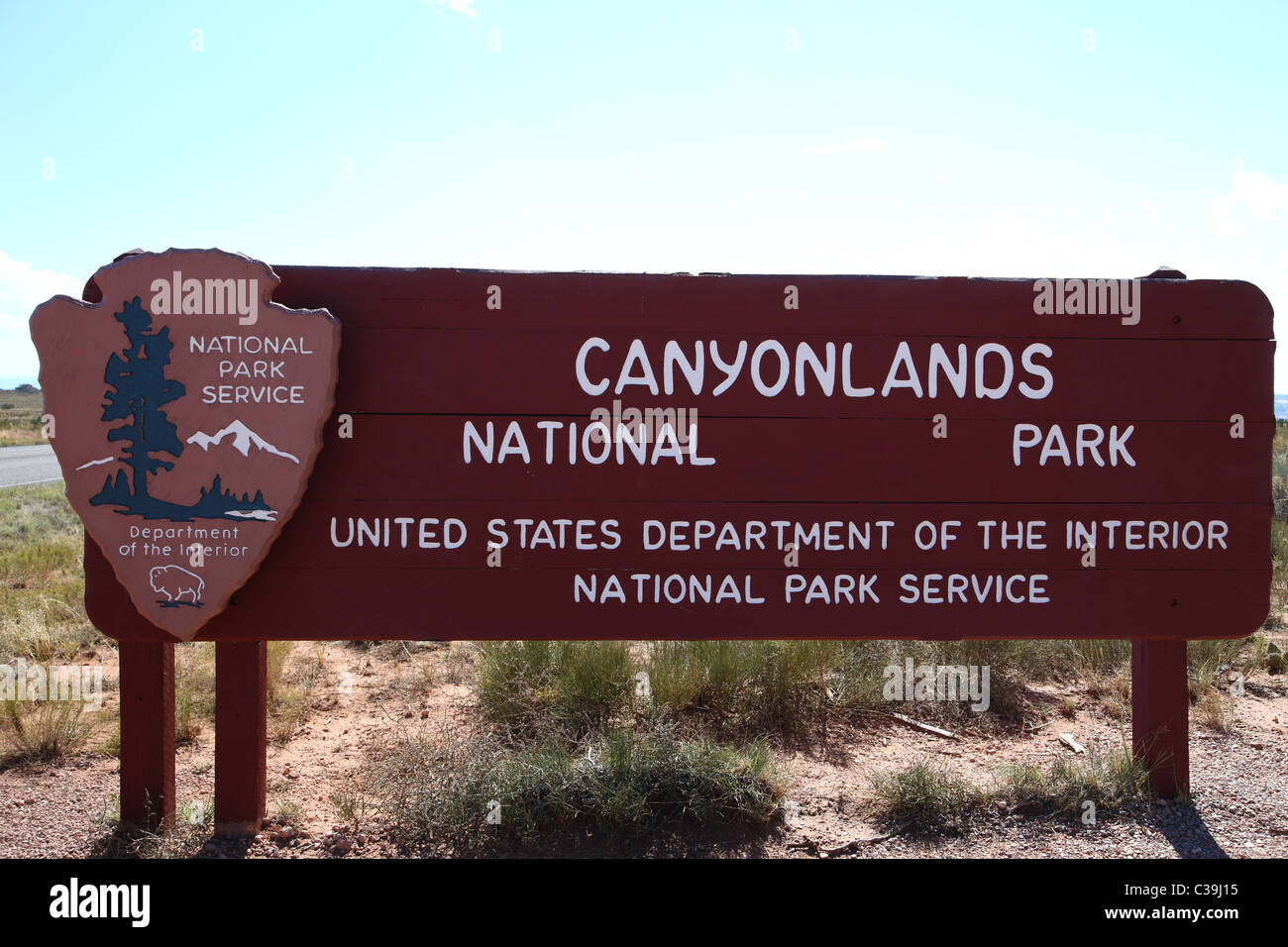 Eingangsschild der Canyonlands NP in Utah Stockfoto