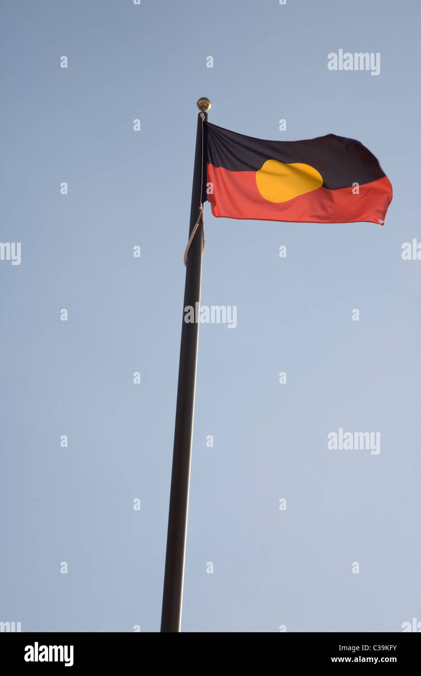 Australian Aboriginal Flagge in Adelaide Australien Stockfoto