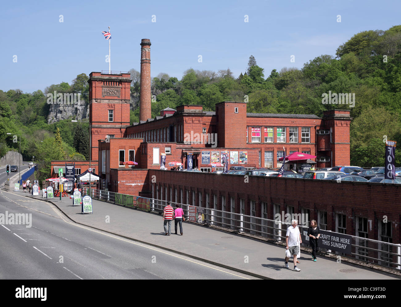 Arkwrightss Masson Mill, von der A6 in der Nähe von Cromford Derbyshire. Als eine Baumwollspinnerei erbaut 1783. Stockfoto