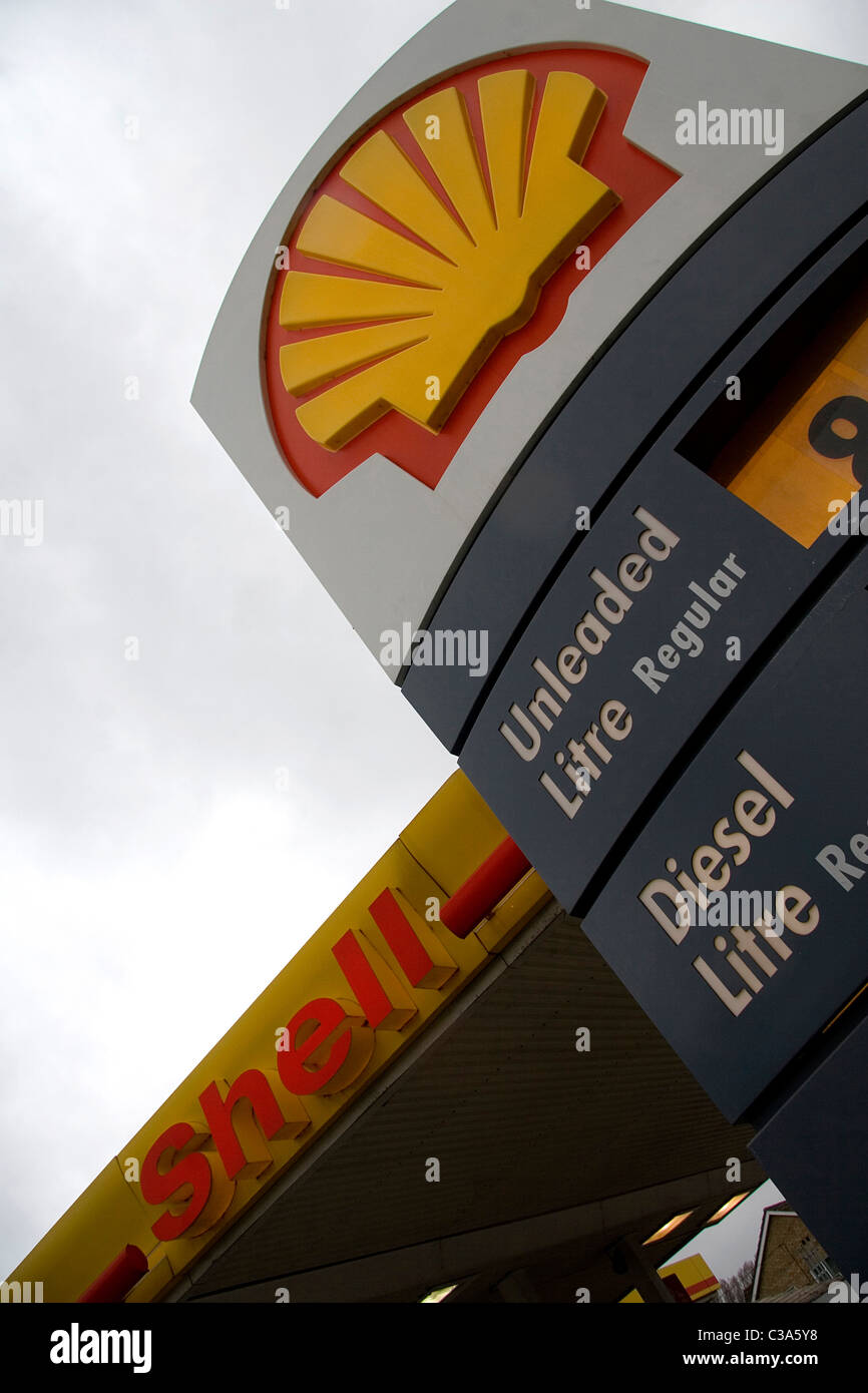 Eine Shell-Tankstelle, Cambridge. Stockfoto