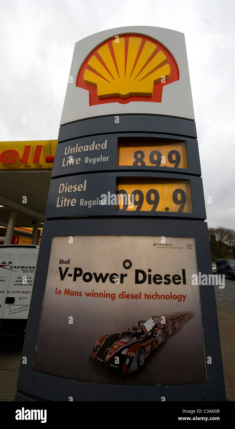 Eine Shell-Tankstelle, Cambridge. Stockfoto