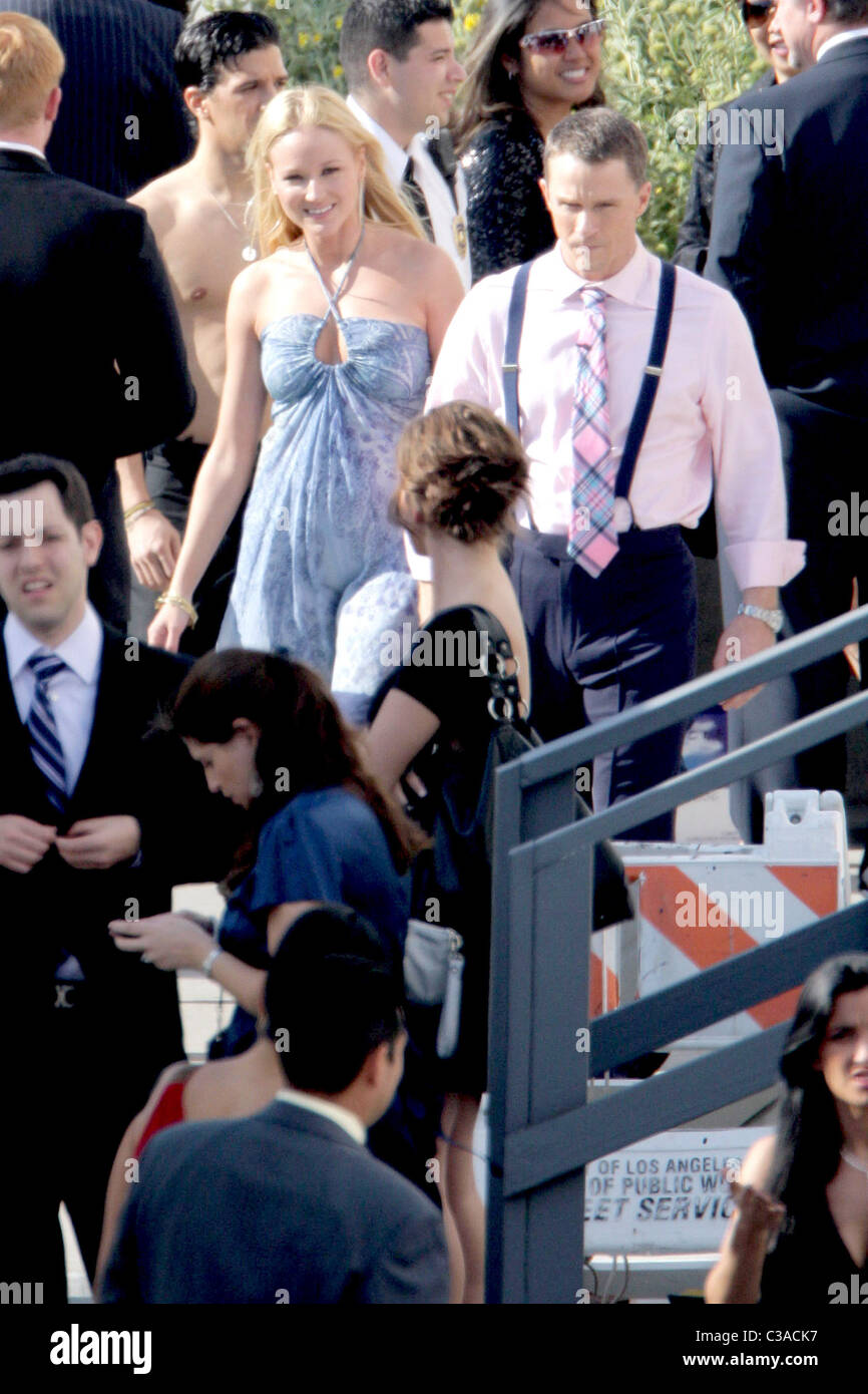 Juwel und Ty Murray Kandidaten für das Saison-Finale von "Dancing with the Stars" Dreharbeiten in den CBS Studios Los Angeles vorbereiten, Stockfoto