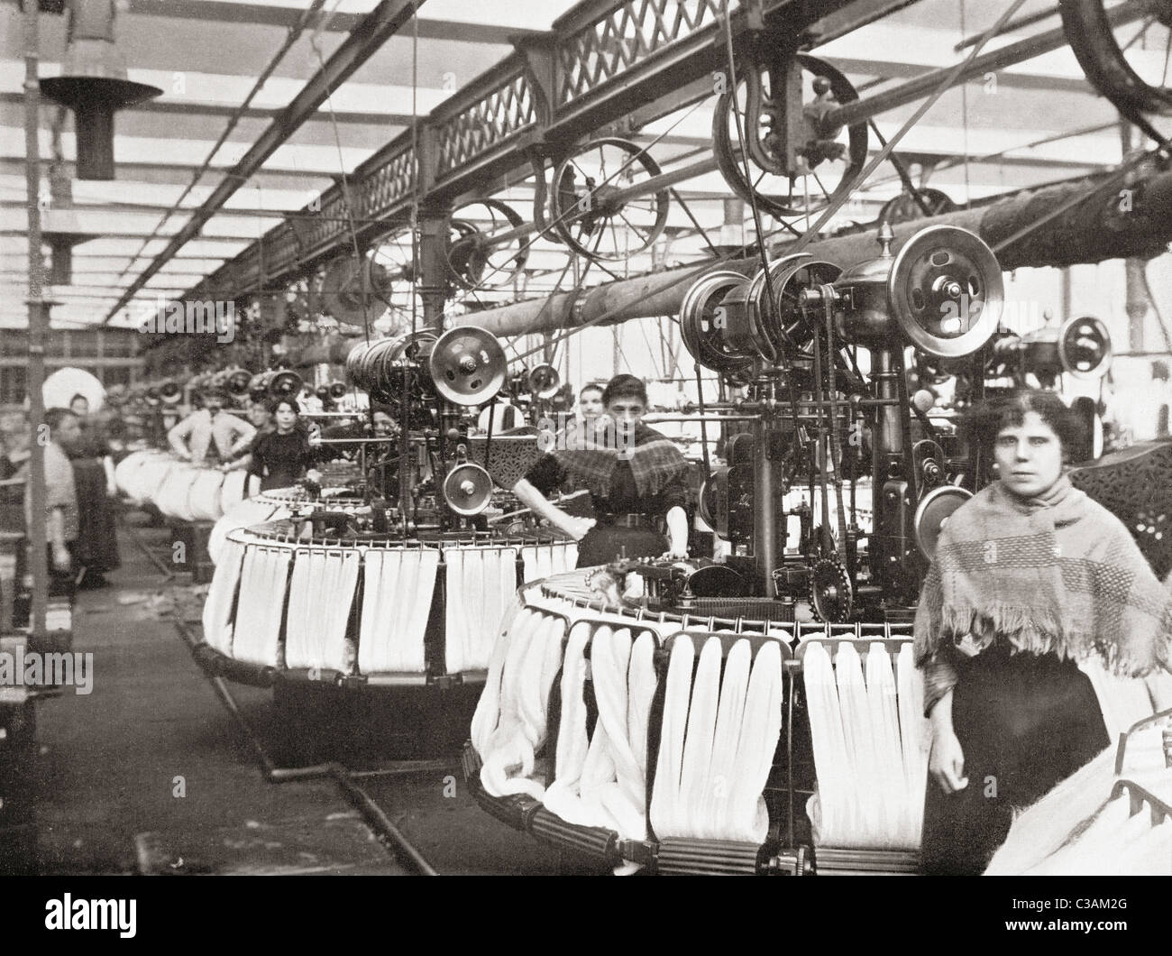 Smiths Woolcombing arbeiten, Bradford, West Yorkshire, England. Arbeiter im late19th Jahrhundert. Stockfoto
