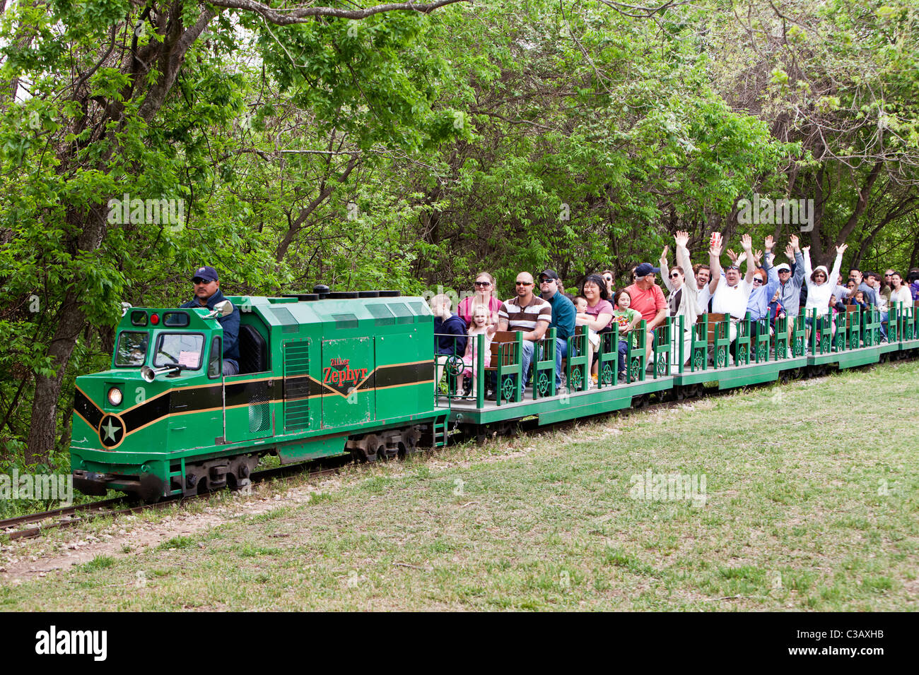 Zephyr, die Fluggäste, Schmalspurbahn. Stockfoto