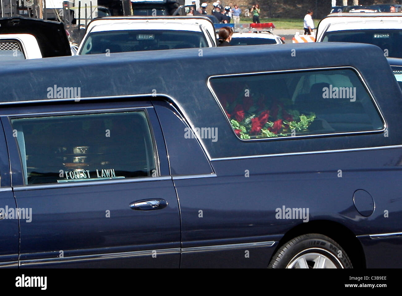 Der Leichenwagen Mit Der Rose Bedeckten Sarg Des King Of Pop