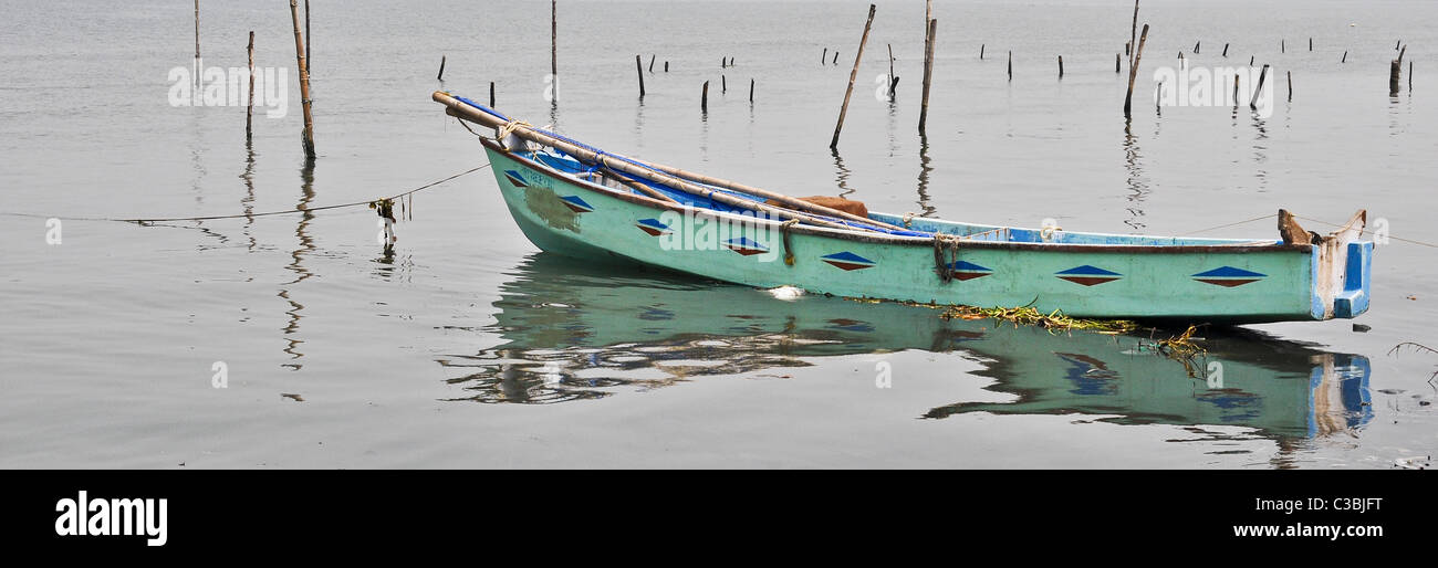Indien, Kerala Backwaters, Angelboot/Fischerboot Stockfoto