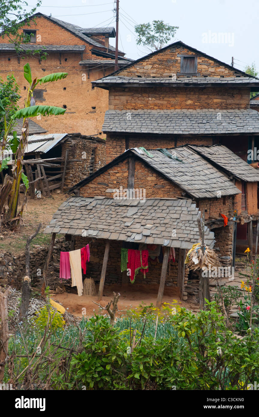 Landhäuser in Bandipur, Nepal Stockfoto