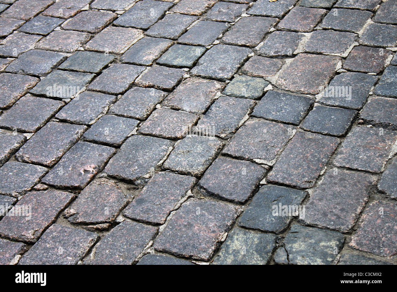 Nahaufnahme der gepflasterten Fahrbahn Stockfoto