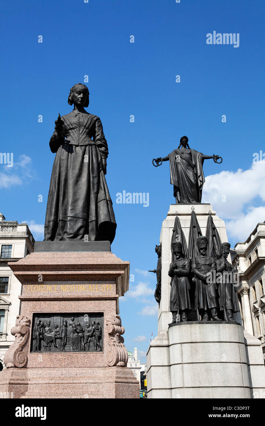 Die Wachen Denkmal und Florence Nightingale Statue, Regent Street, London, UK zu senken Stockfoto