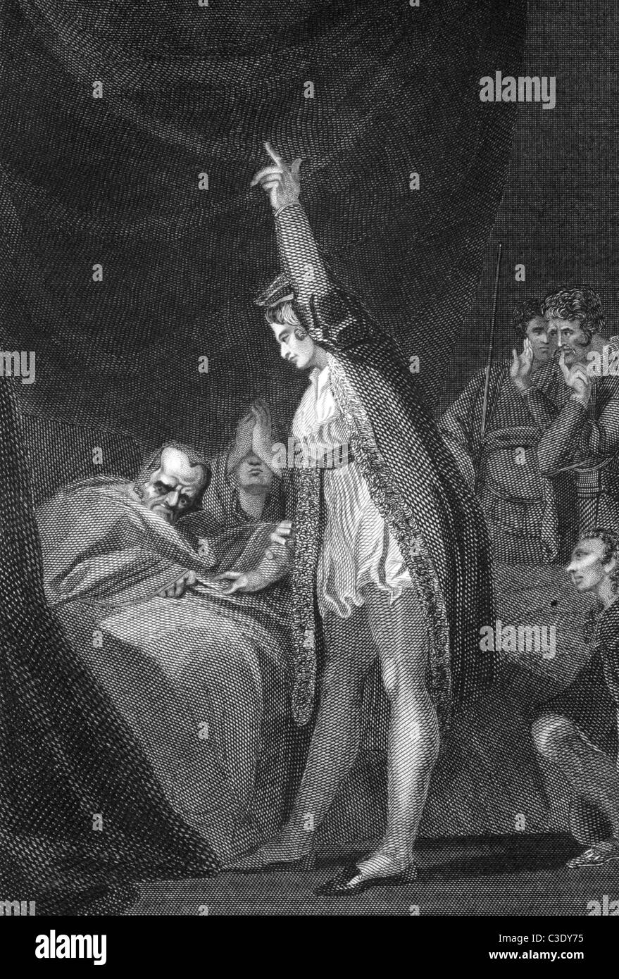 Tod von Kardinal Beaufort am Gravur aus den 1800er Jahren. Gestochen von J.Rogers nach einem Gemälde von H.Fuseli. Stockfoto