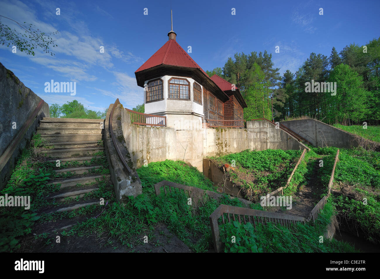 Lama - ein Fluss in der Region Moskau, Yaropoletskaya-Wasserkraftwerke Stockfoto