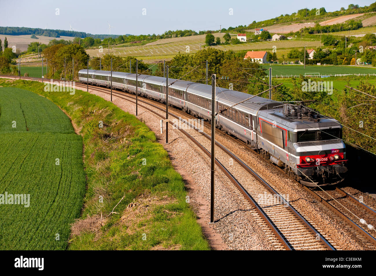Zug in der Nähe von Chateau Thierry, Frankreich Stockfoto