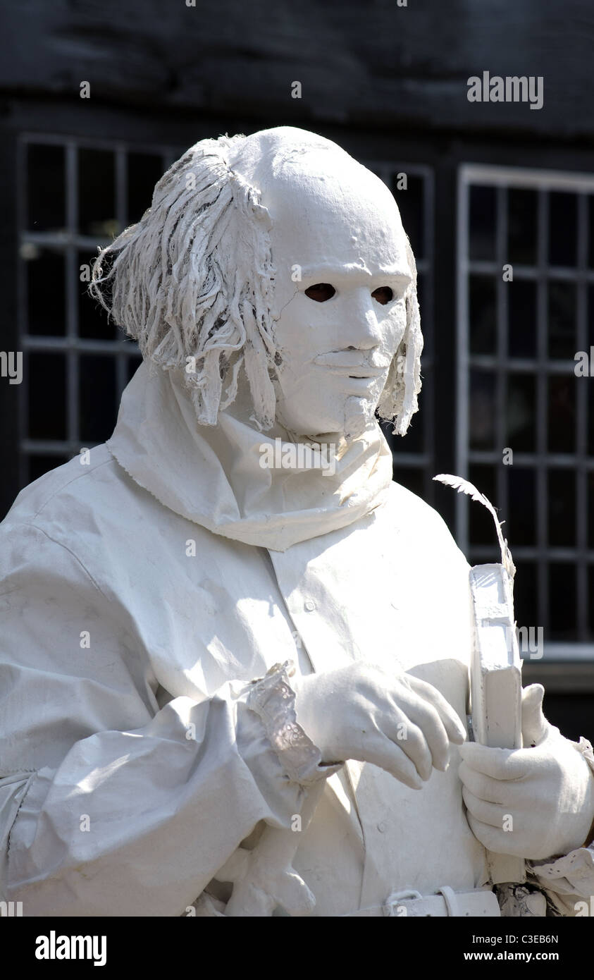 Shakespeares Gespenst lebende Statue, London, UK Stockfoto