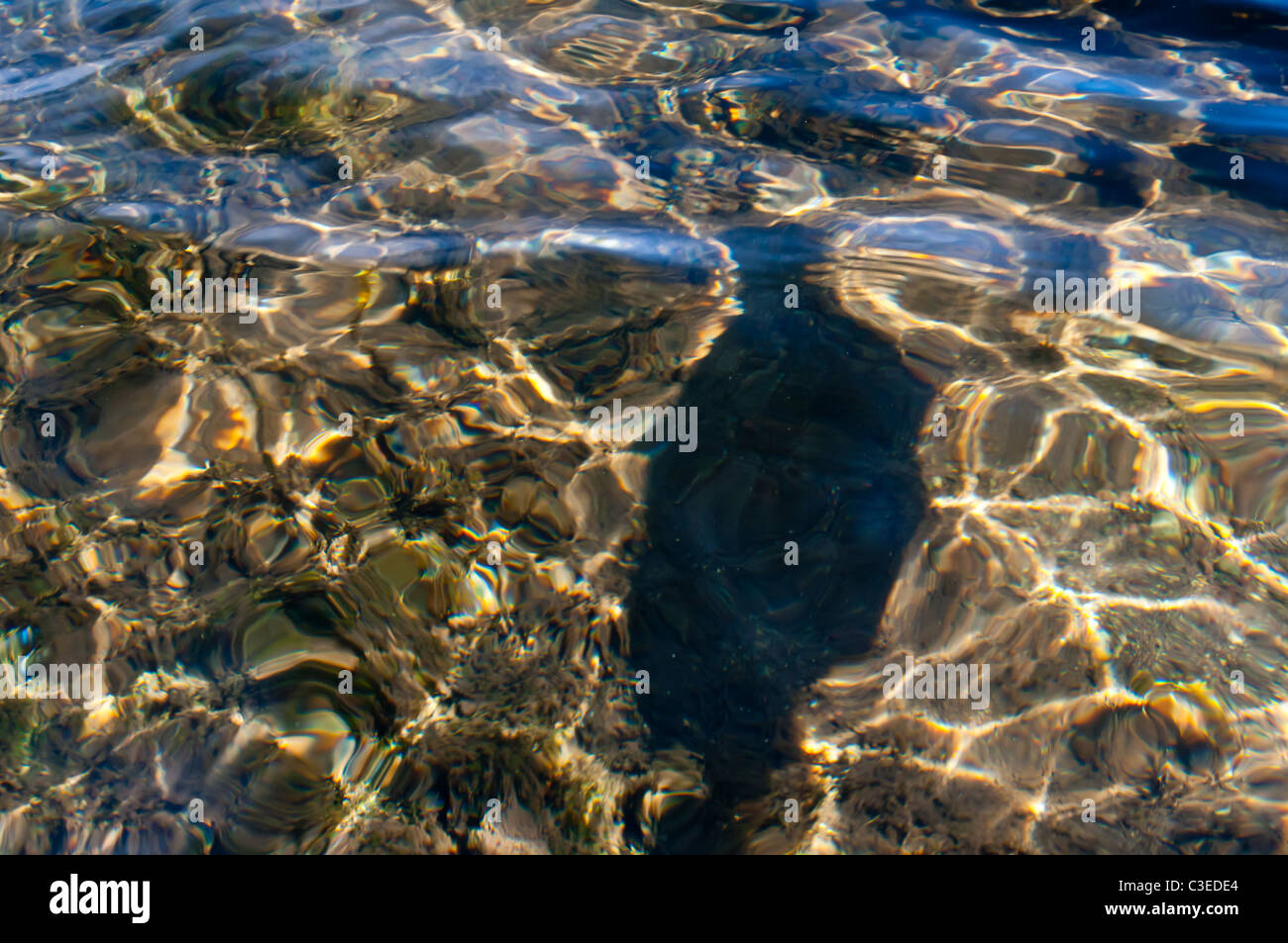 Kajak-Paddel-Schatten in das Stille Wasser des Marshall-See im westlichen Montana gesehen. Stockfoto