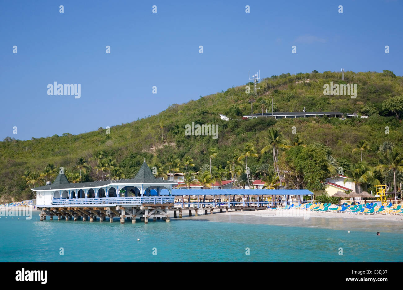 Dickenson Bay Warri Pier Restaurant Stockfoto