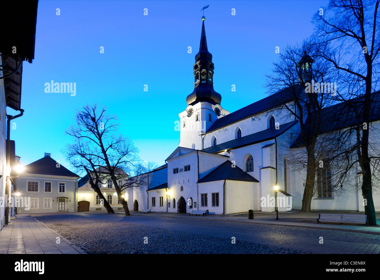 Alter Dom im Bereich der Domberg von Tallinn in Estland in der Abenddämmerung Stockfoto