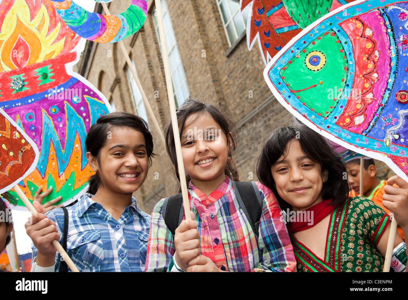 LONDON, ENGLAND - Baishakhi Mela, Bangladeshi Neujahrsfeier in London Stockfoto