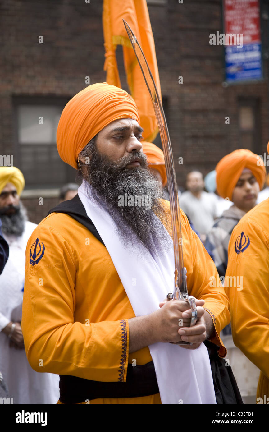 Jährliche Sikh Parade entlang der Madison Avenue in New York City. Stockfoto