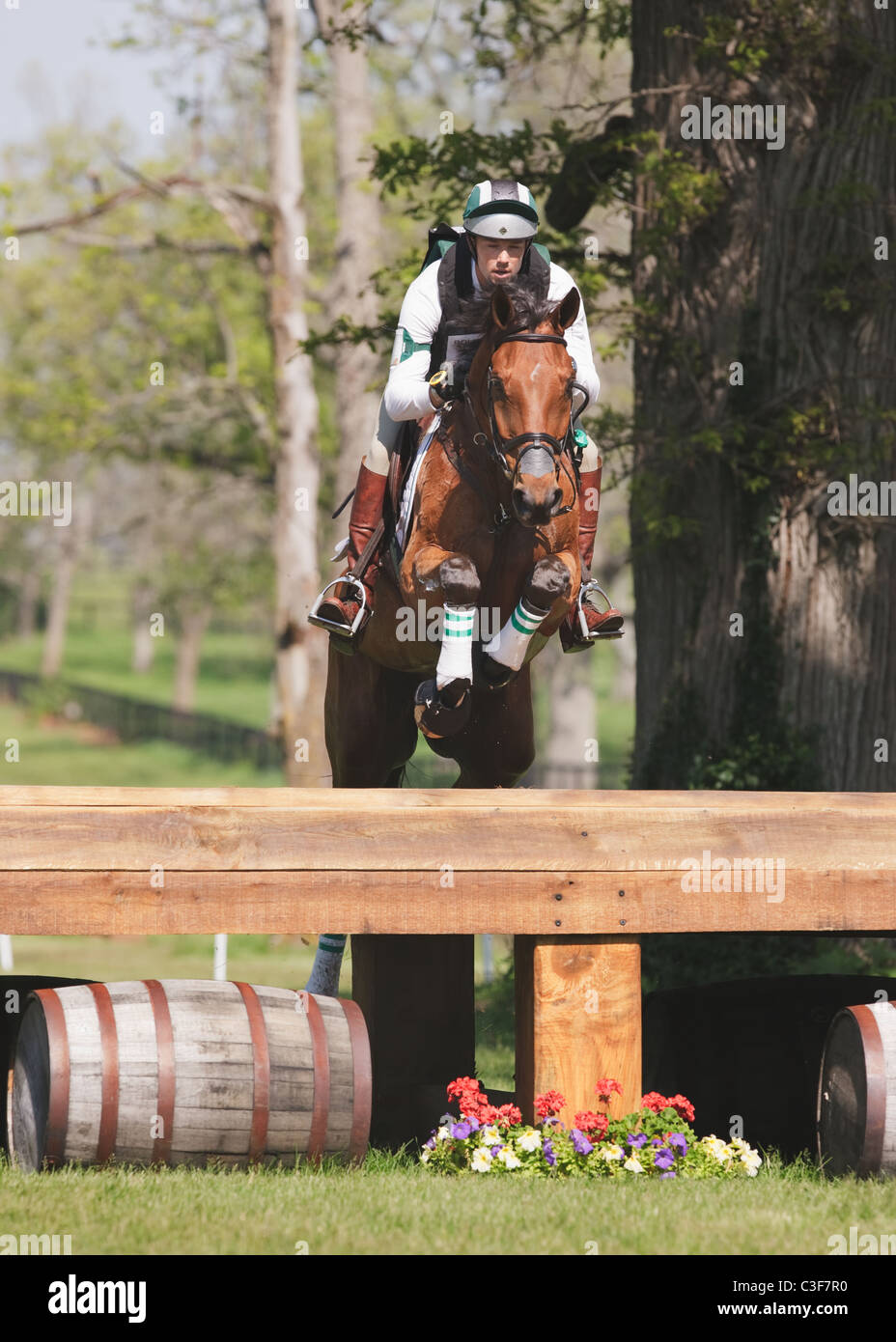 William Coleman im Wettbewerb mit der Rolex dreitägigen Eventing Konkurrenz in Lexington, Kentucky Twizzle Reiten. Stockfoto