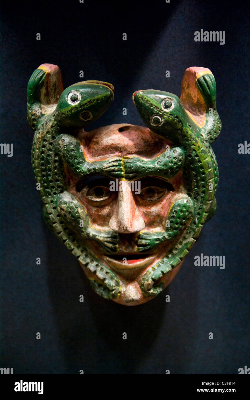 Mexico.Mexico Stadt. Nationales Museum der Anthropology.Nahuatl Kultur. Traditionelle Maske. Stockfoto