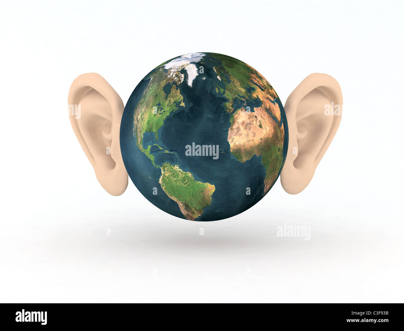 der Welt mit zwei großen Ohren 3d illustration Stockfoto
