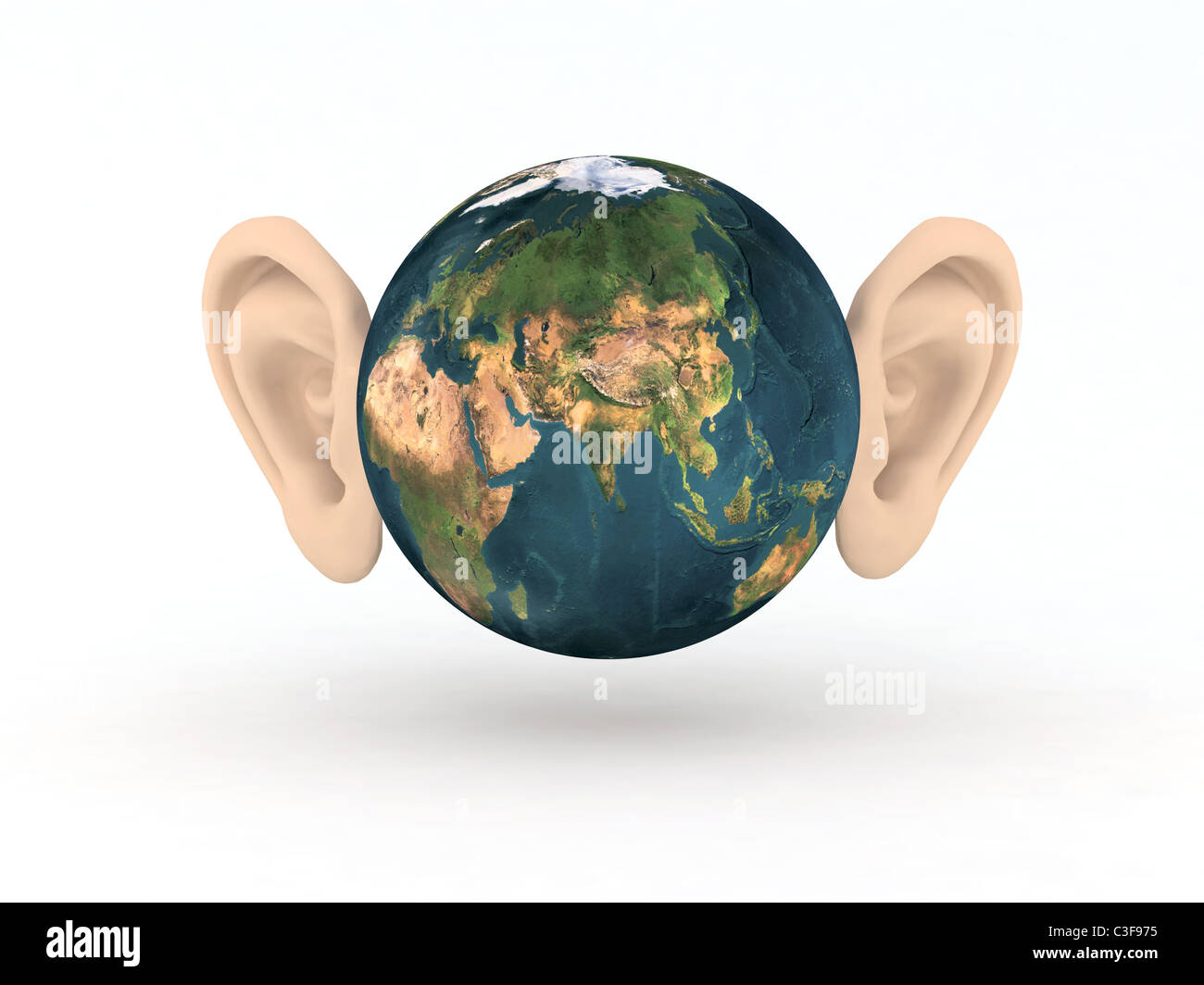 der Welt mit zwei großen Ohren 3d illustration Stockfoto