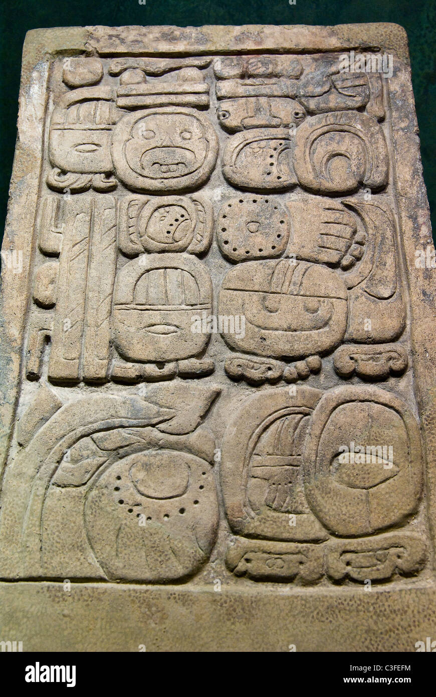Mexiko-Stadt. Nationalmuseum des Anthropology.Mayan Schreibens. Stockfoto