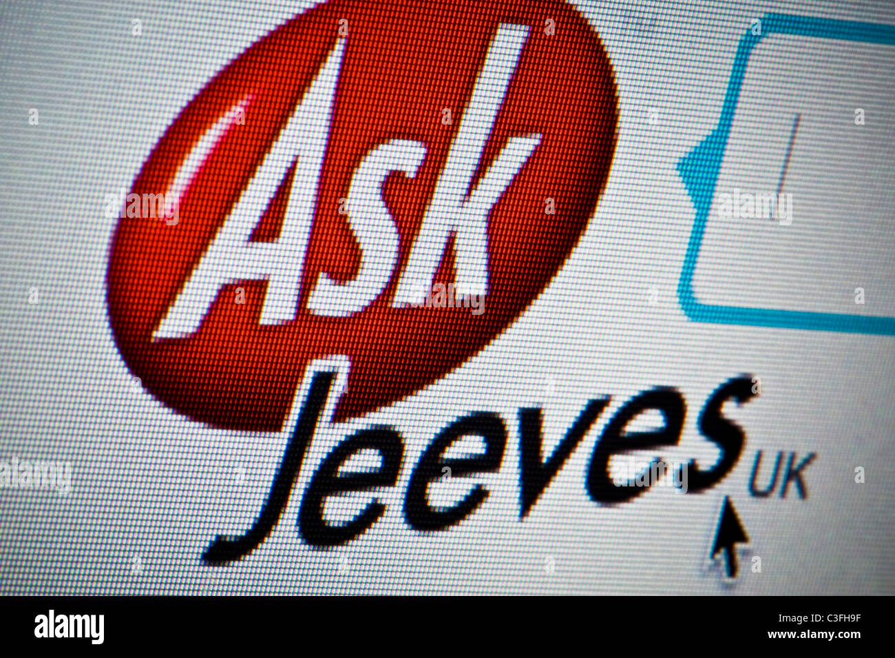 Nahaufnahme von Ask Jeeves-Logo auf ihrer Website gesehen. (Nur zur redaktionellen Verwendung: print, TV, e-Book und redaktionelle Webseite). Stockfoto