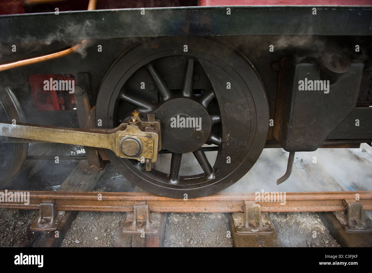 Eisenbahnräder Dampf Lok Stockfoto