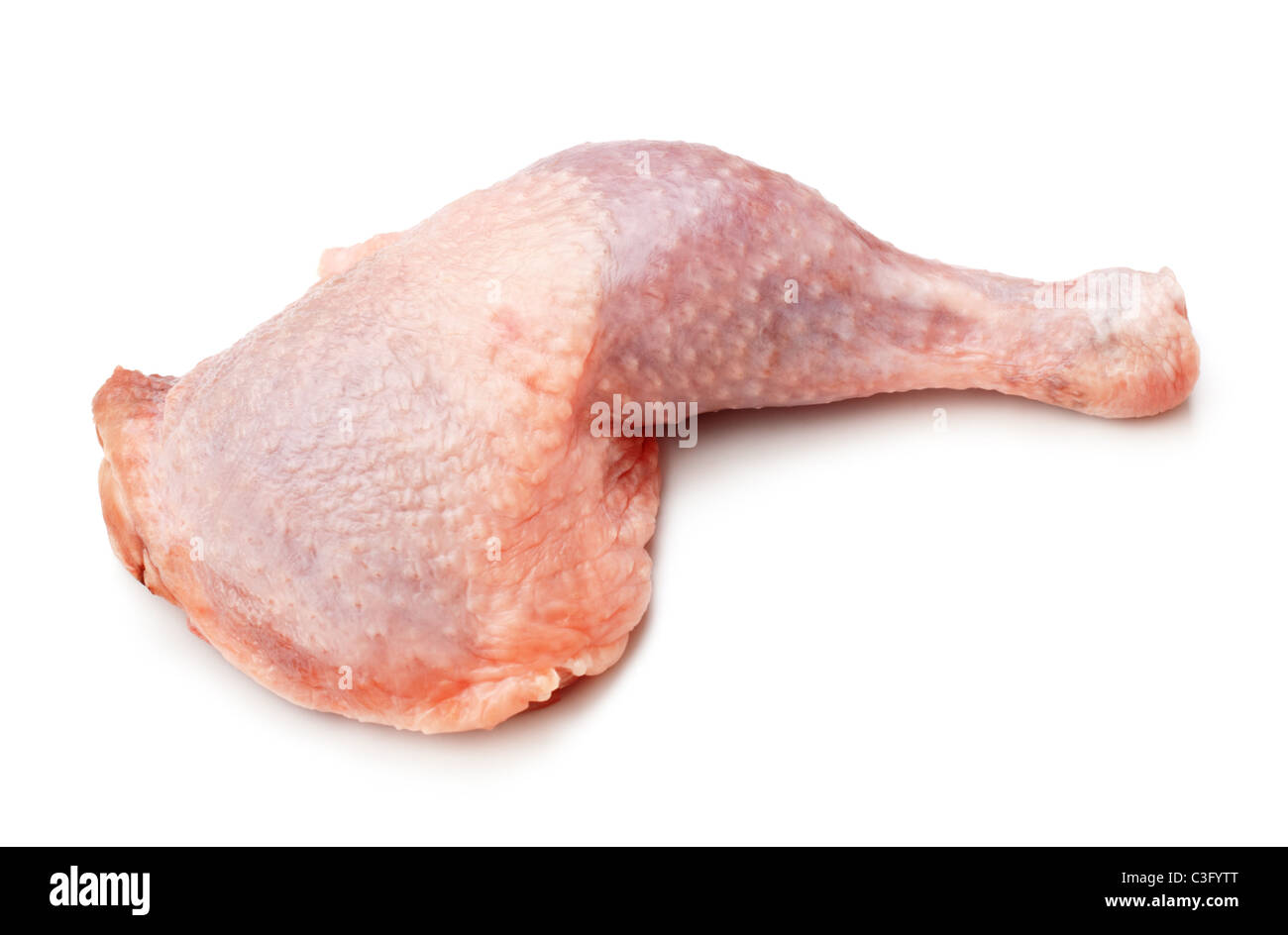 frische Hähnchenschenkel isoliert auf weißem Hintergrund Stockfoto