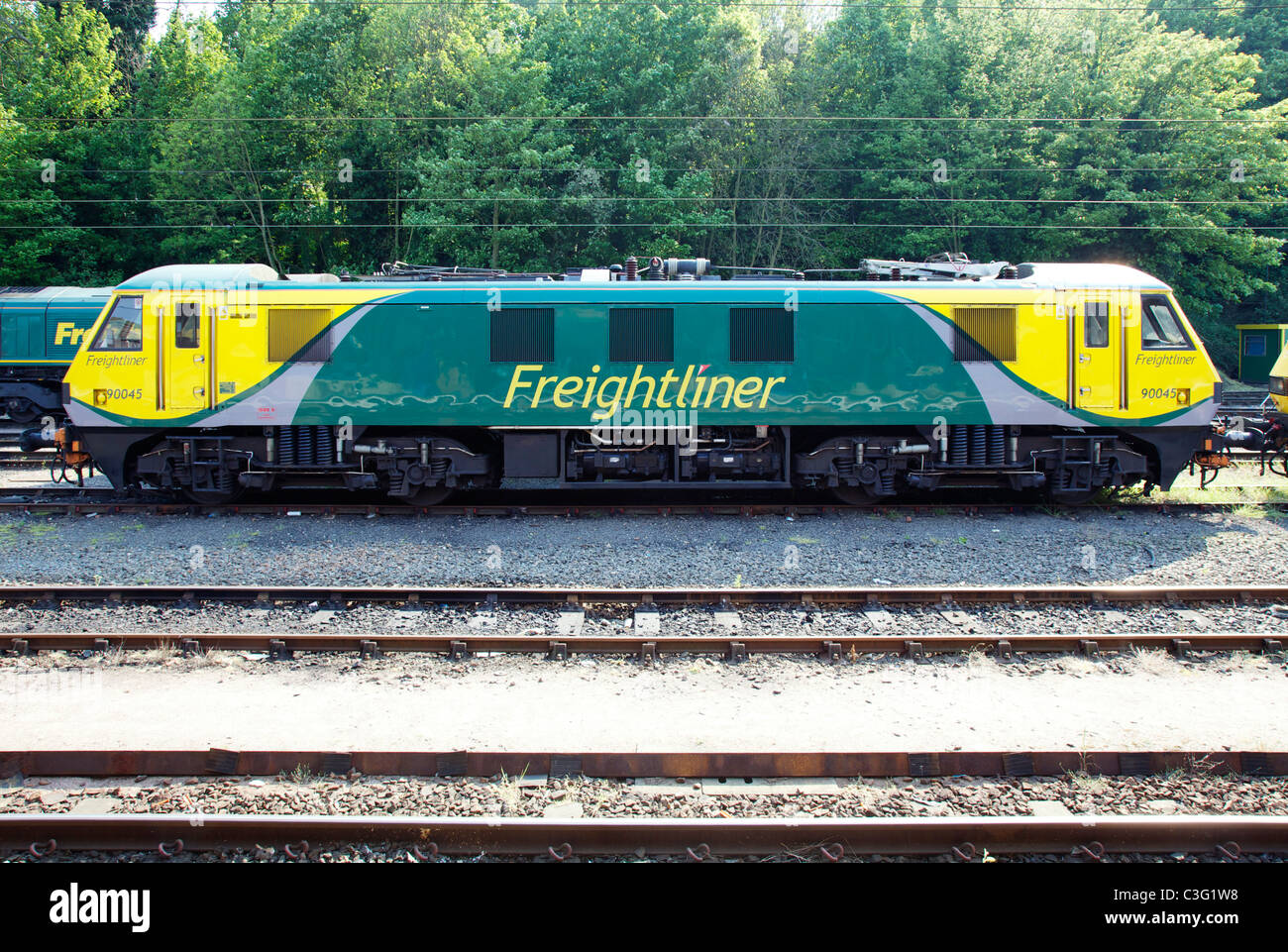Freightliner Dieselmotor 90045 bei Ipswich Anschlussgleise Stockfoto