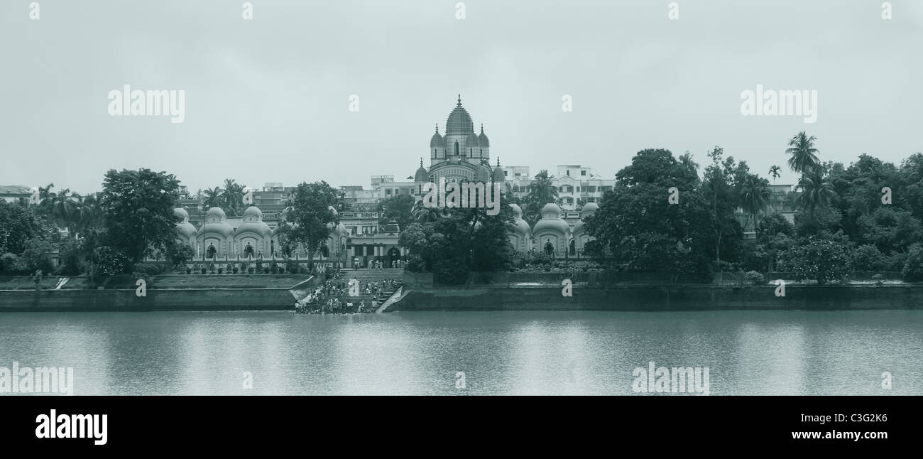 Tempel an der Waterfront, Dakshineswar Kali Tempel, Hooghly River, Kolkata, Westbengalen, Indien Stockfoto