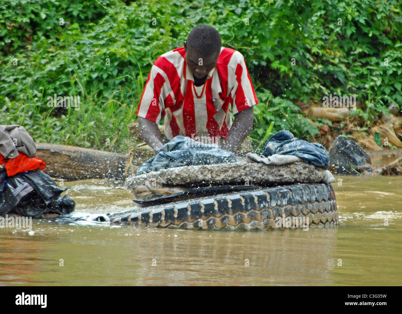 Wäsche-Service in Abidjan, Ivory geschlafen Stockfoto