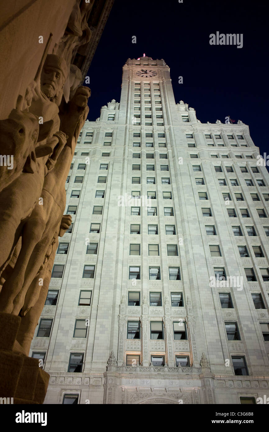 Blick auf das Wrigley Building in Chicago, Illinois. Stockfoto