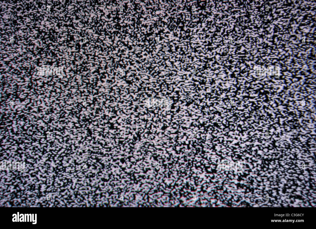 schwarz / weiß TV Lärm Textur Muster Bildschirmhintergrund Stockfoto