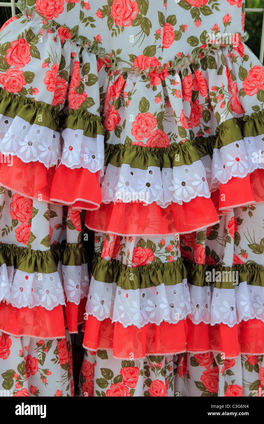 Zigeuner Rüsche Kleid bunt andalusischen Spanien Kostüme Stockfoto