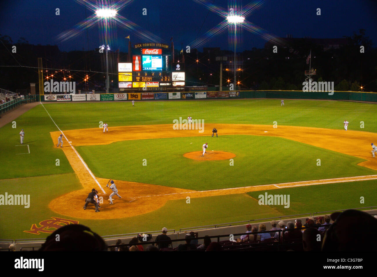 Am Abend Baseball an der Florida State University, Tallahassee, Florida, USA Stockfoto