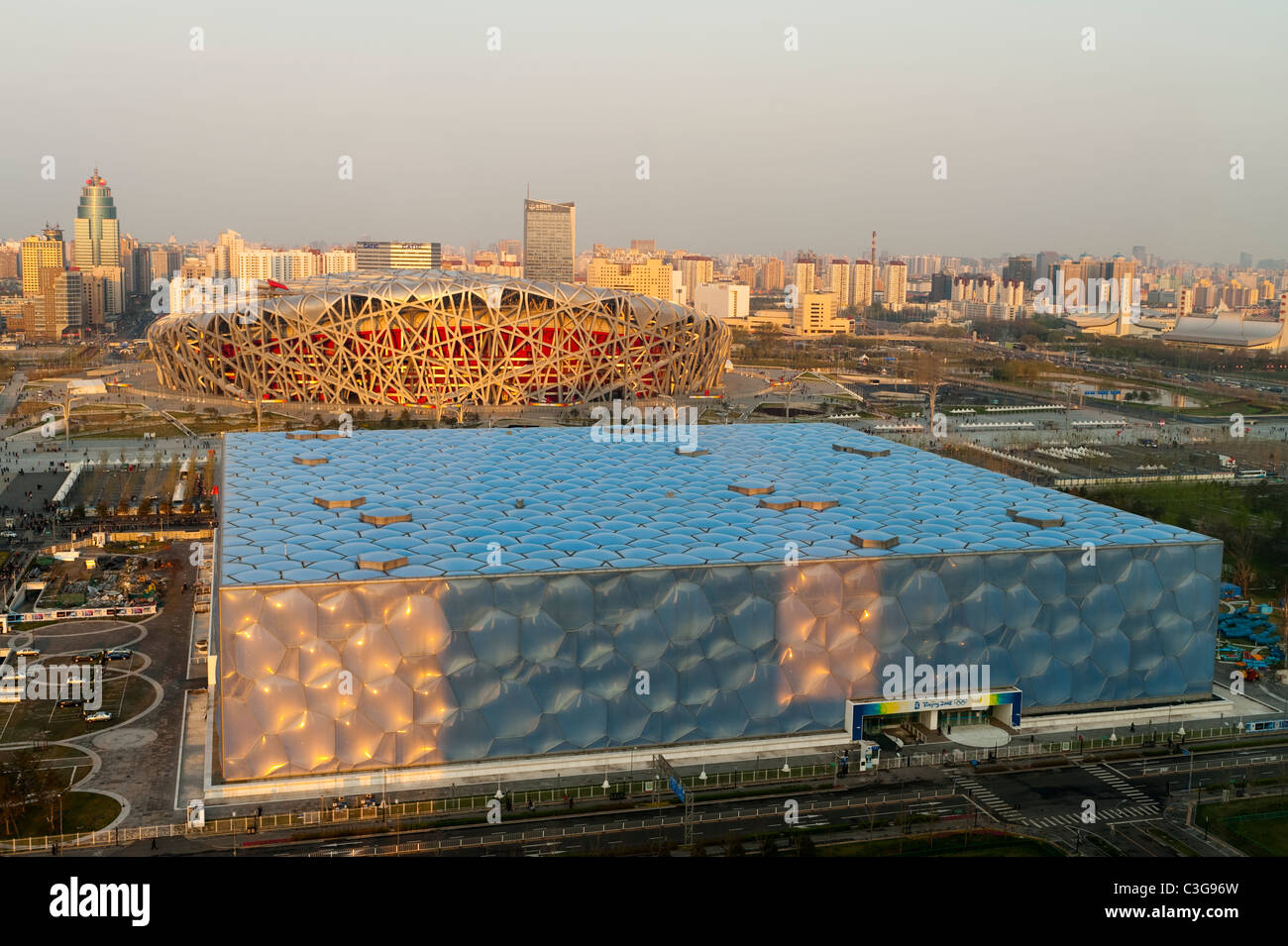 Watercube nationale Schwimmzentrum von PTW Architects und ARUP, 2008 Olympic Green, Peking, China, Asien. Stockfoto
