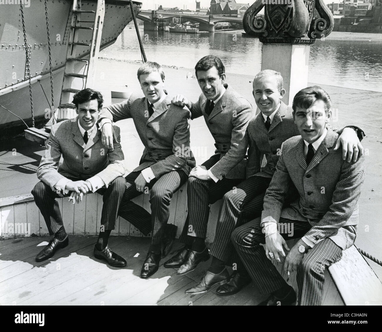 BARRON KNIGHTS im Juli 1964. Aus l: Dave Ballinger, Butch Baker, Baron Anthony, Erdnuss Langford, Duke D'Mond. Foto Tony Gale Stockfoto