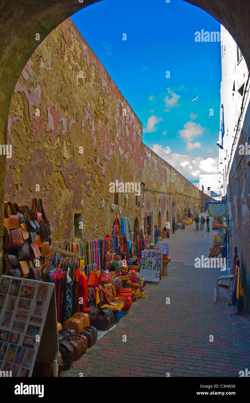 Rue De La Skala Straße Medina alte Stadt Essaouira zentralen Marokko in Nordafrika Stockfoto