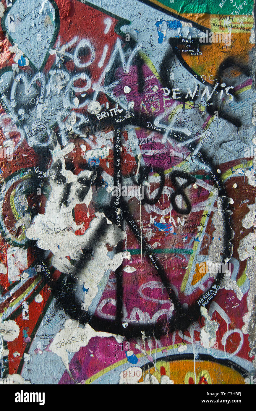 Detail der Graffiti auf der Berliner Mauer Stockfoto