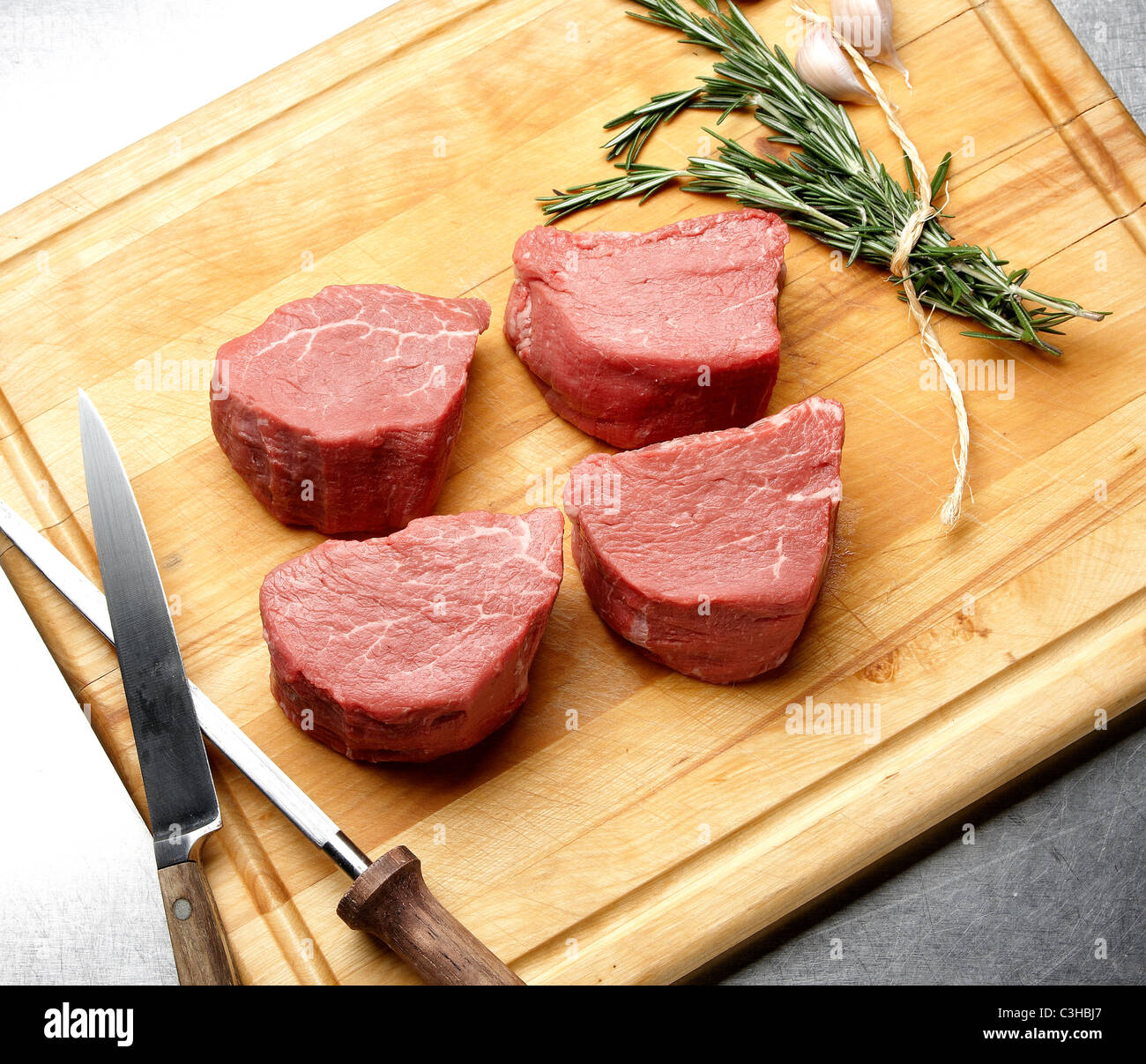Rohe Steaks Stockfoto