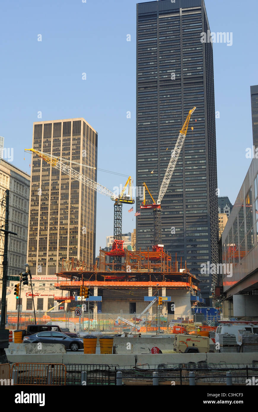 Die Bauarbeiten an dem das World Trade Center in New York City. 1. September 2010. Stockfoto