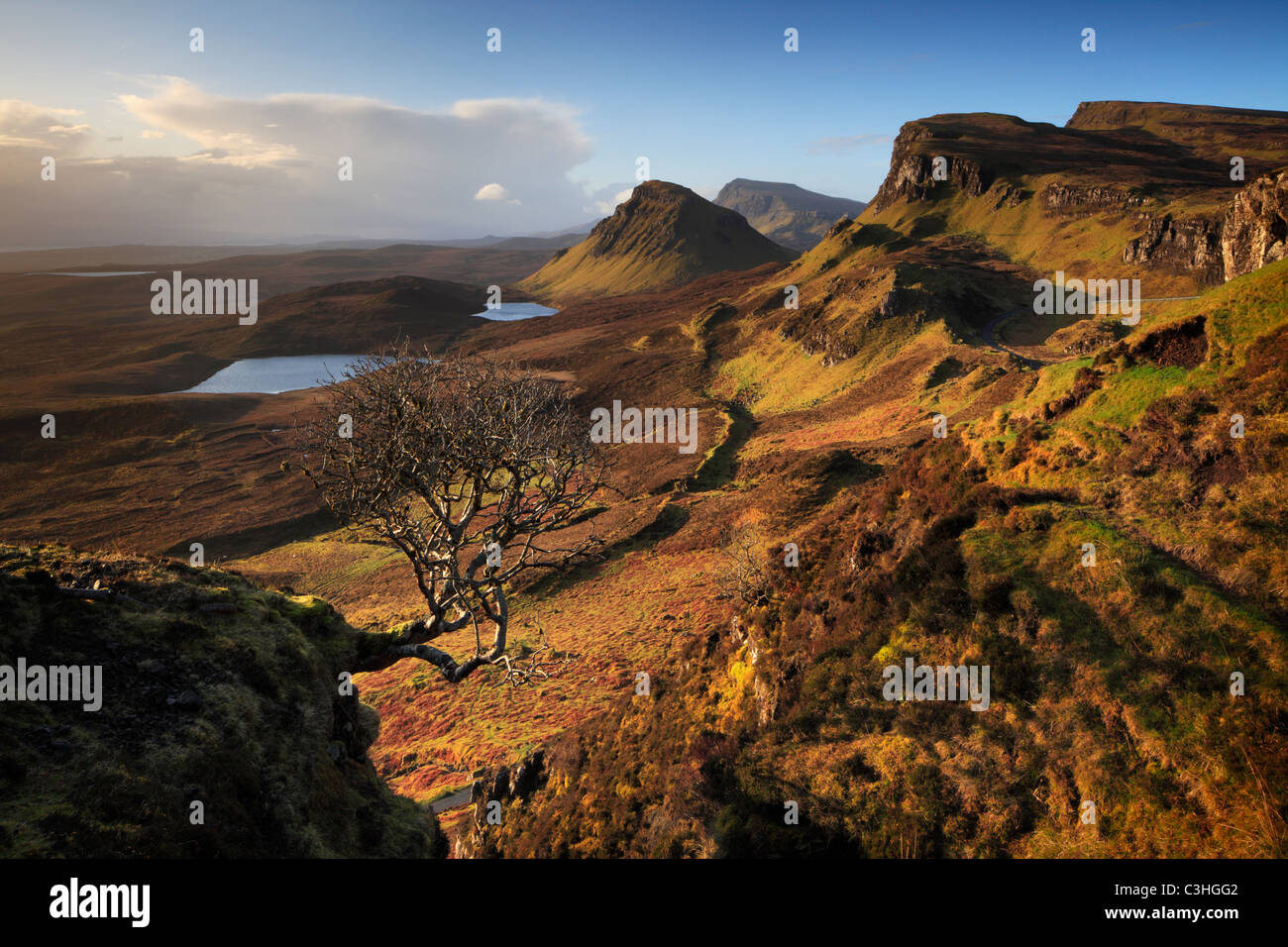Zeitigen Frühjahr Morgen Blick auf die herrlichen Quirang auf der Isle Of Skye, Schottland Stockfoto