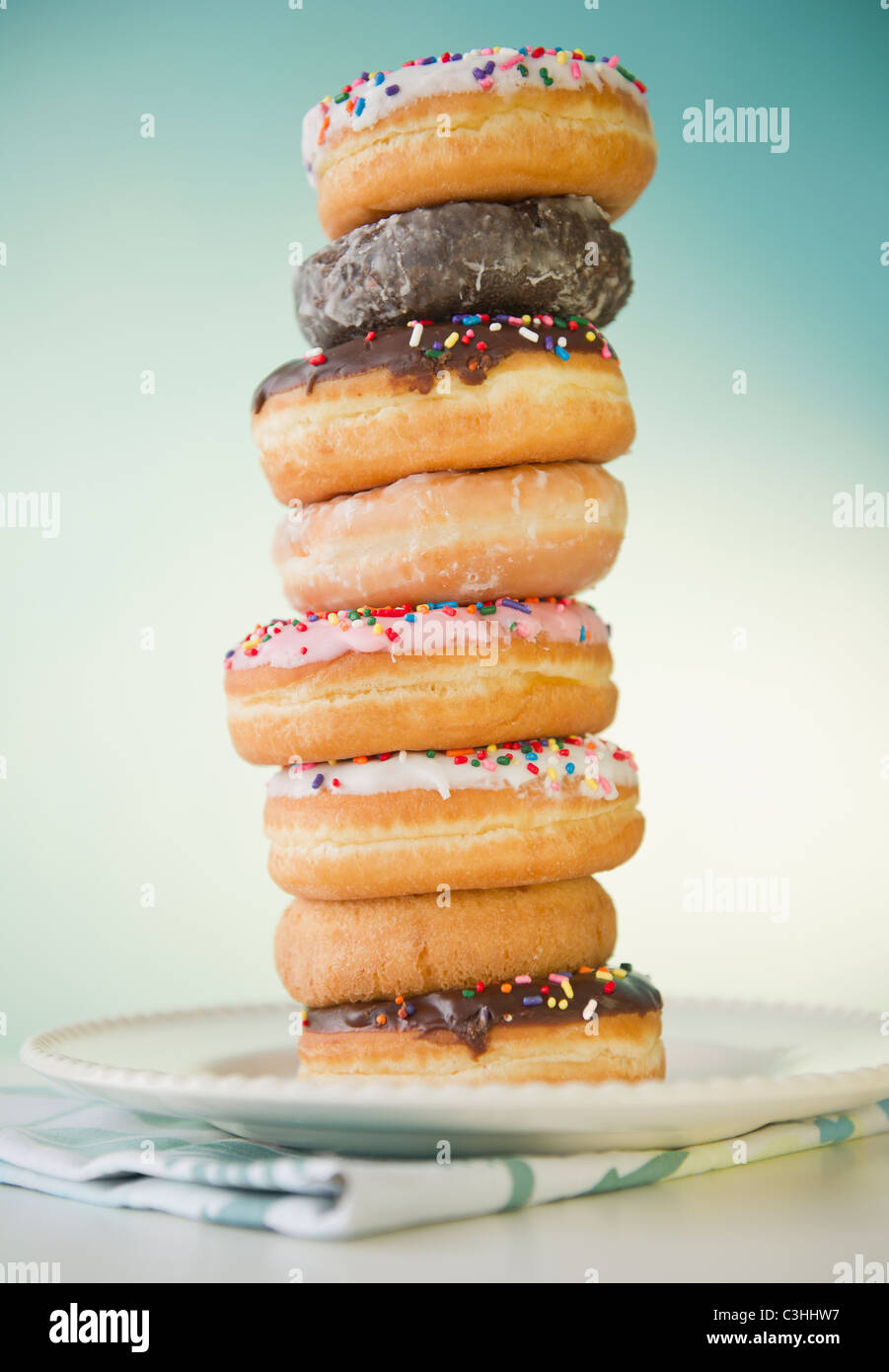 Stapel von donuts Stockfoto